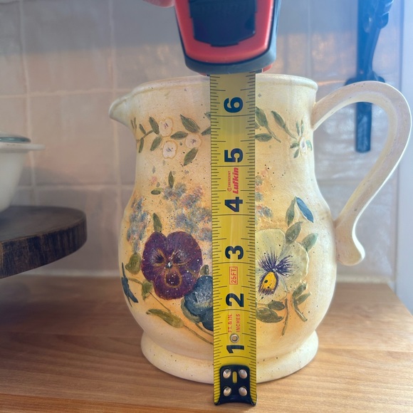 Vintage Bob’s Pottery Hand Painted Decorative Pitcher/Vase in Pansy Vines - Picture 5 of 5